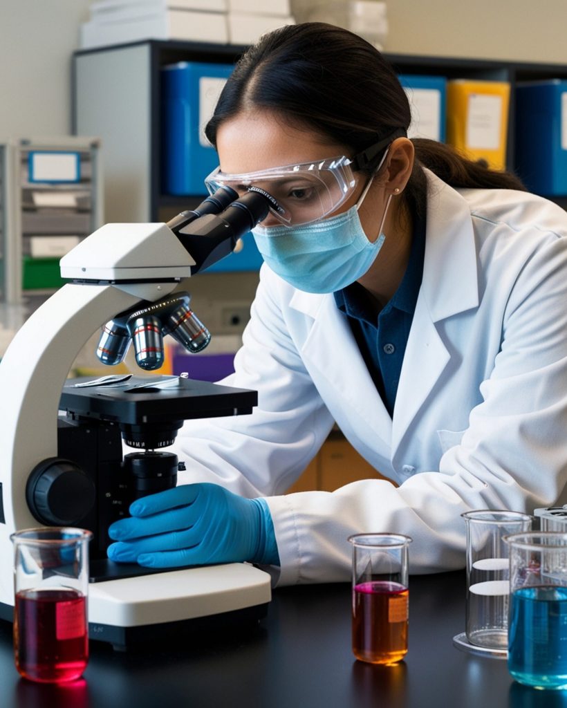 female-scientist-is-looking-through-microscope-lab